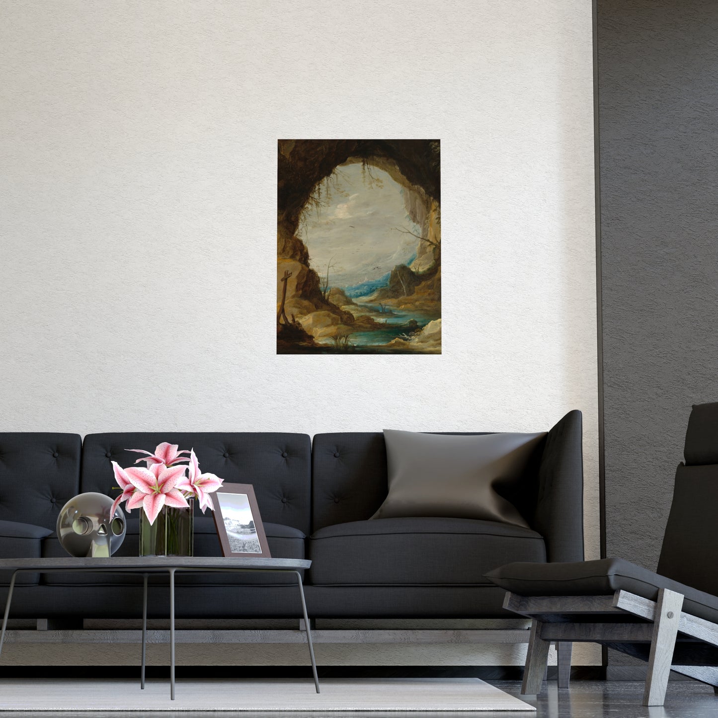 Vista from a Grotto - Romantic Cave Landscape Fine Art Poster