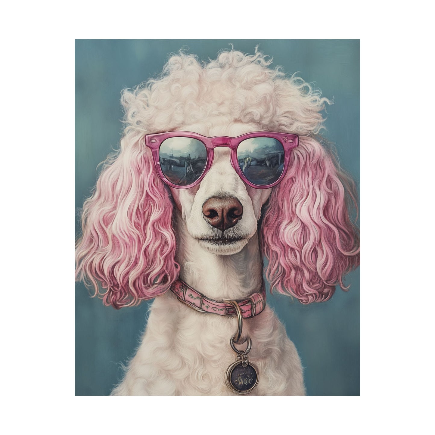 Poodle with Pink Sunglasses - Fine Art Print Poster - Whimsical Animals Series - Wall Art for Dog Lovers
