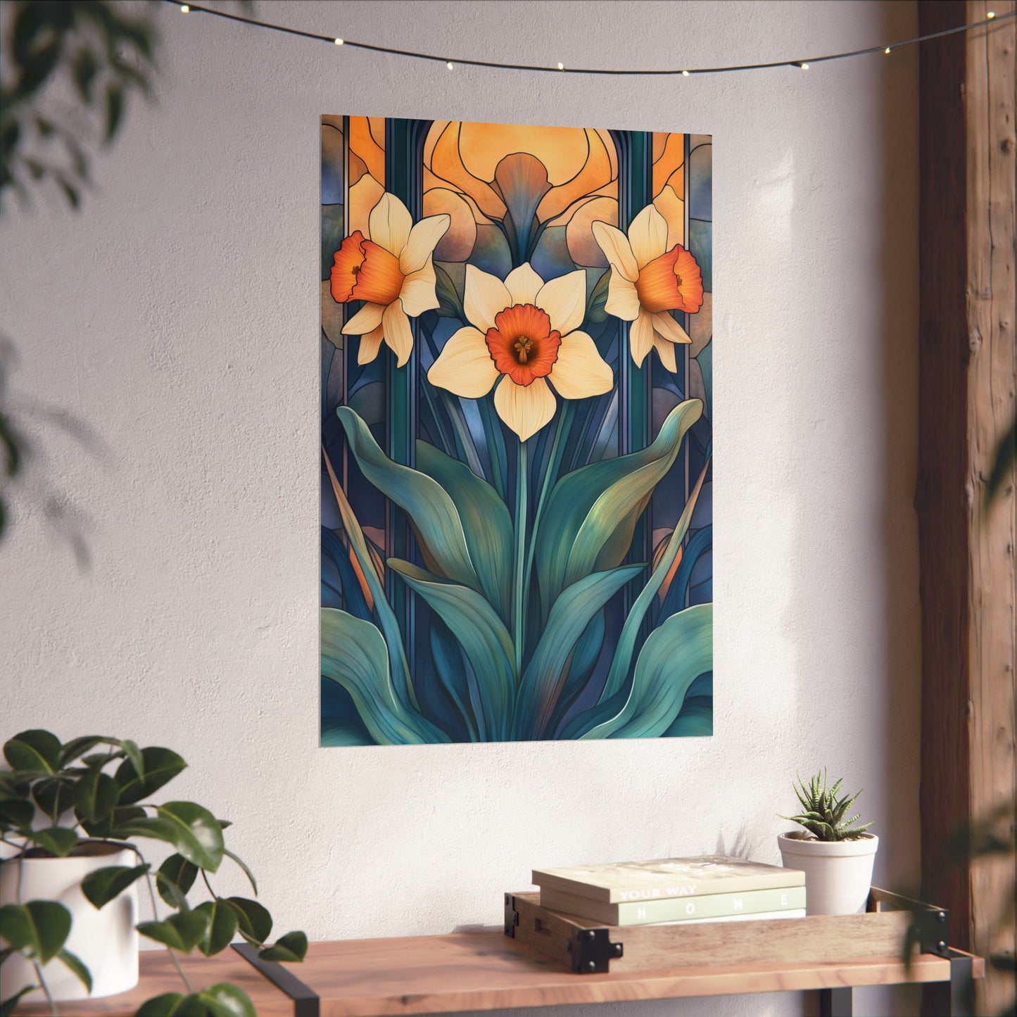 Elegant Daffodil Floral Fine Art Print - Matte Vertical Poster - Daffodil Art Print for Home Décor