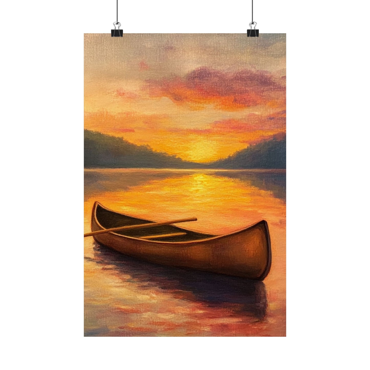 Summer Sunset Canoe on Lake Fine Art Print