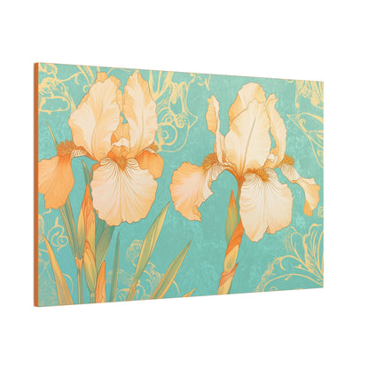 Iris Flowers on Turquois - Stretched Canvas