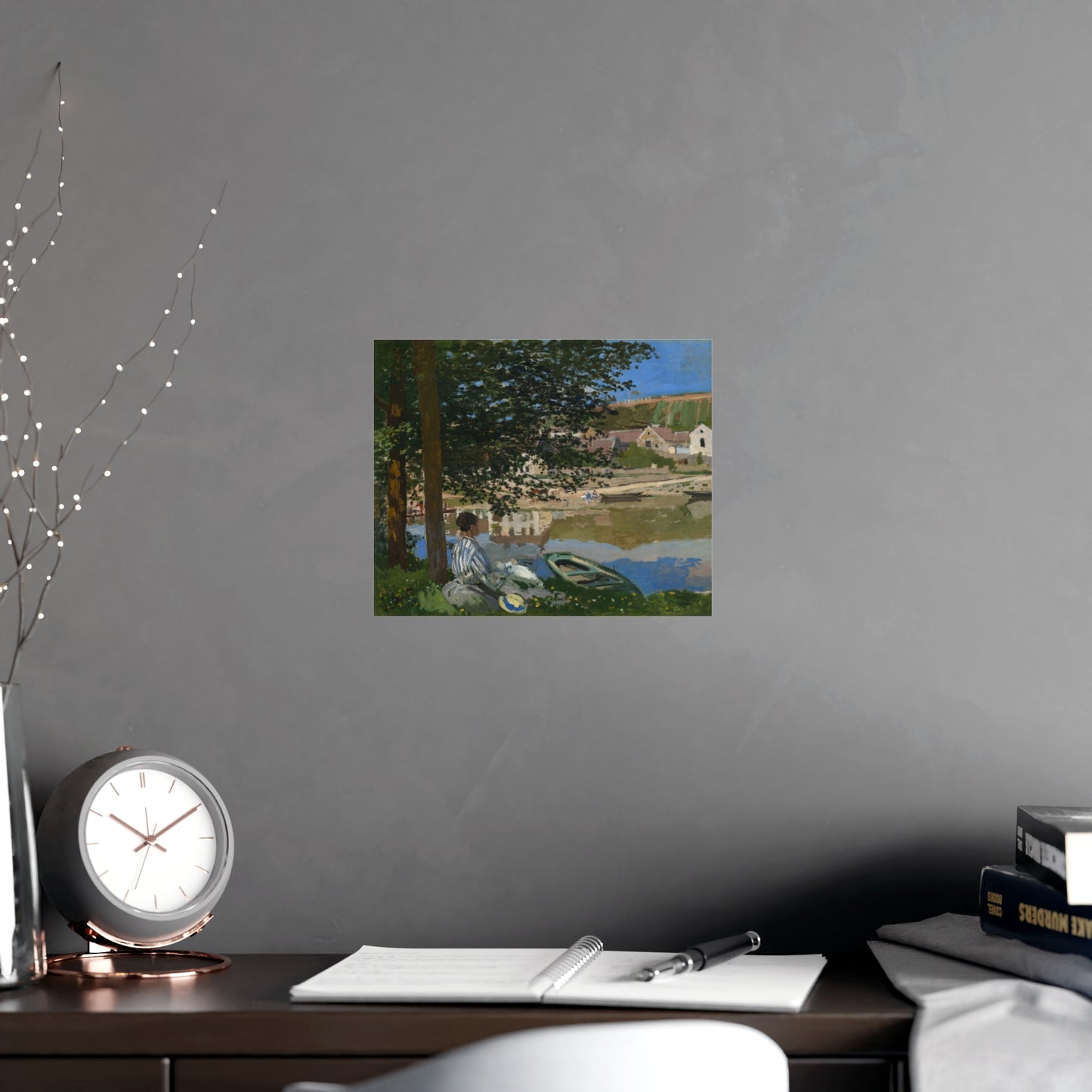 On the Bank of the Seine at Bennecourt - Monet Fine Art Poster