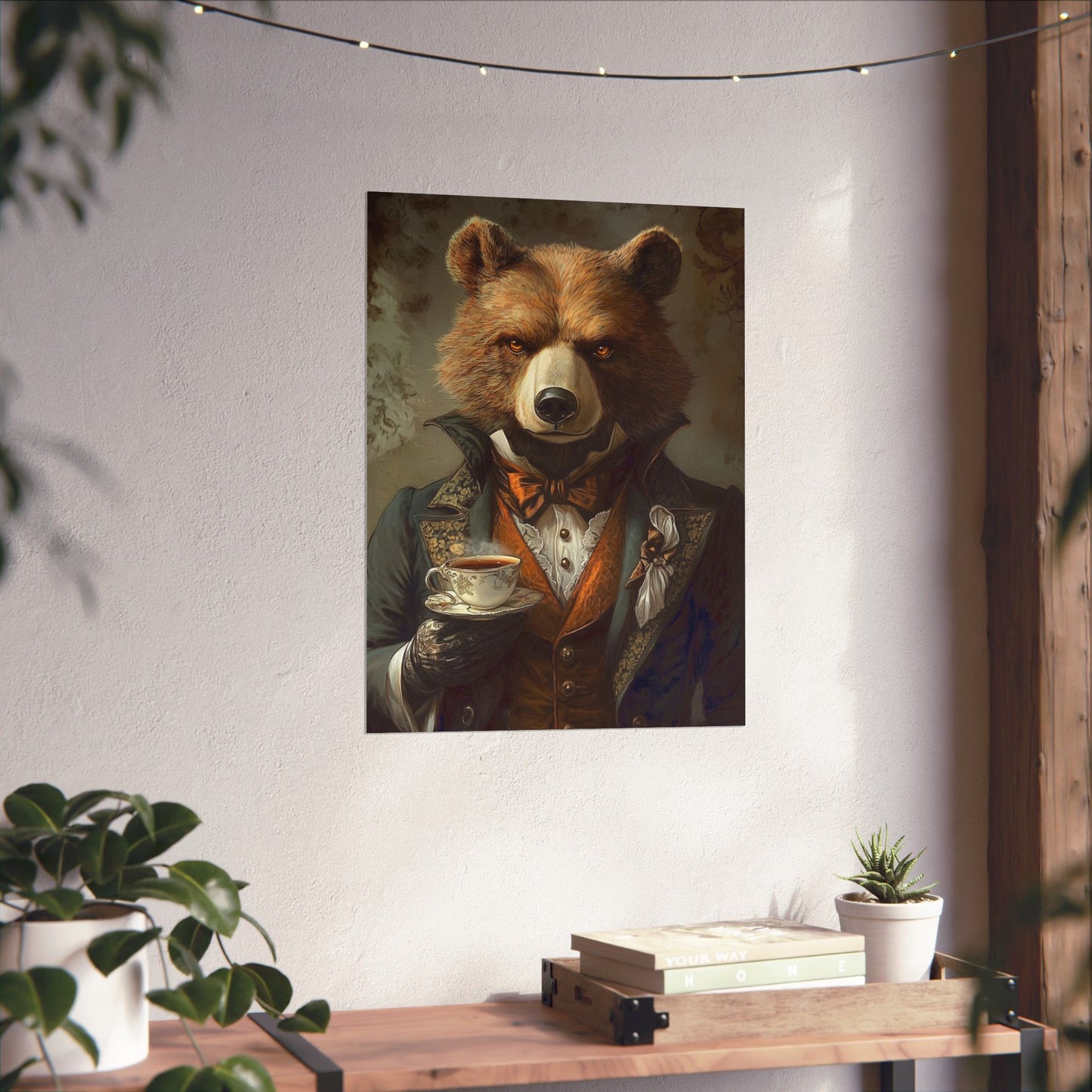 Well, Excuse Me - The Gentleman - Bear Portrait - Whimsical Animals - Poster - Unique Wall Art