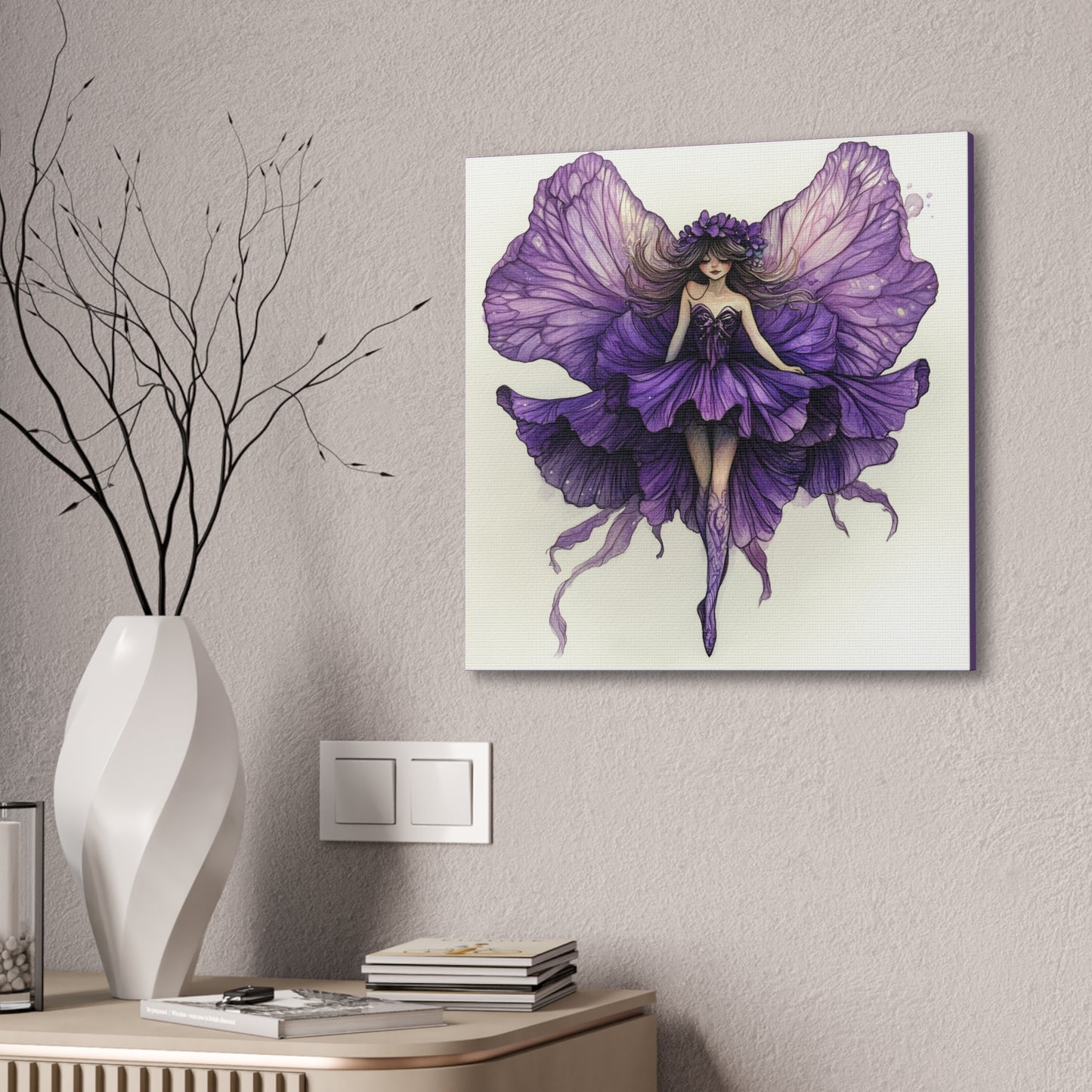 A Violet Affair - Fairies & Flowers Collection - Wall Art - on Canvas