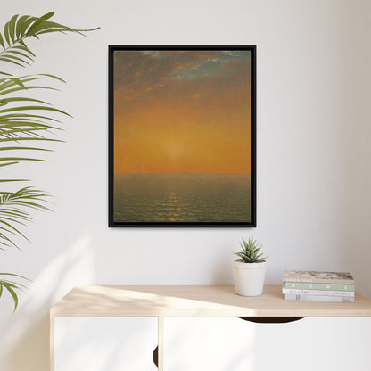 John Frederick Kensett : Sunset on the Sea (1872) - Museum Collection - Framed Canvas Print