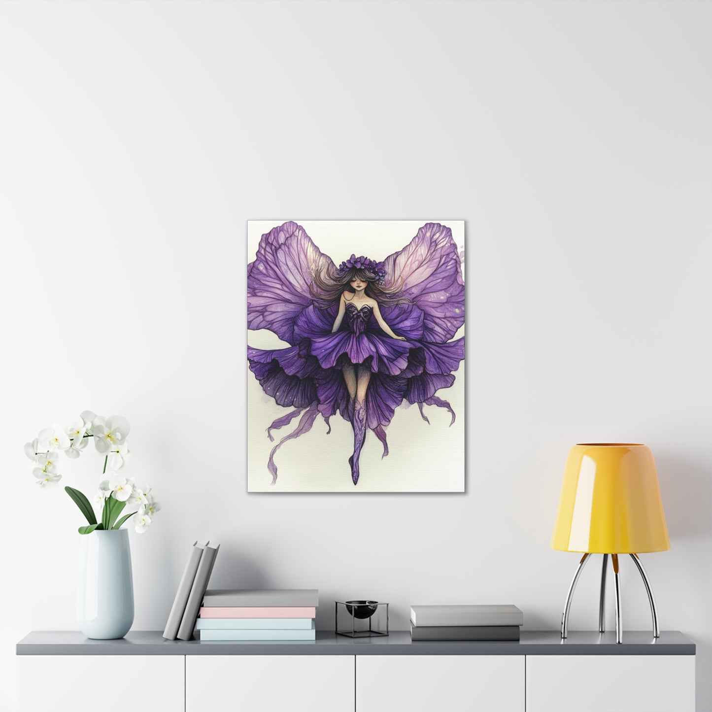 A Violet Affair - Fairies & Flowers Collection - Wall Art - on Canvas