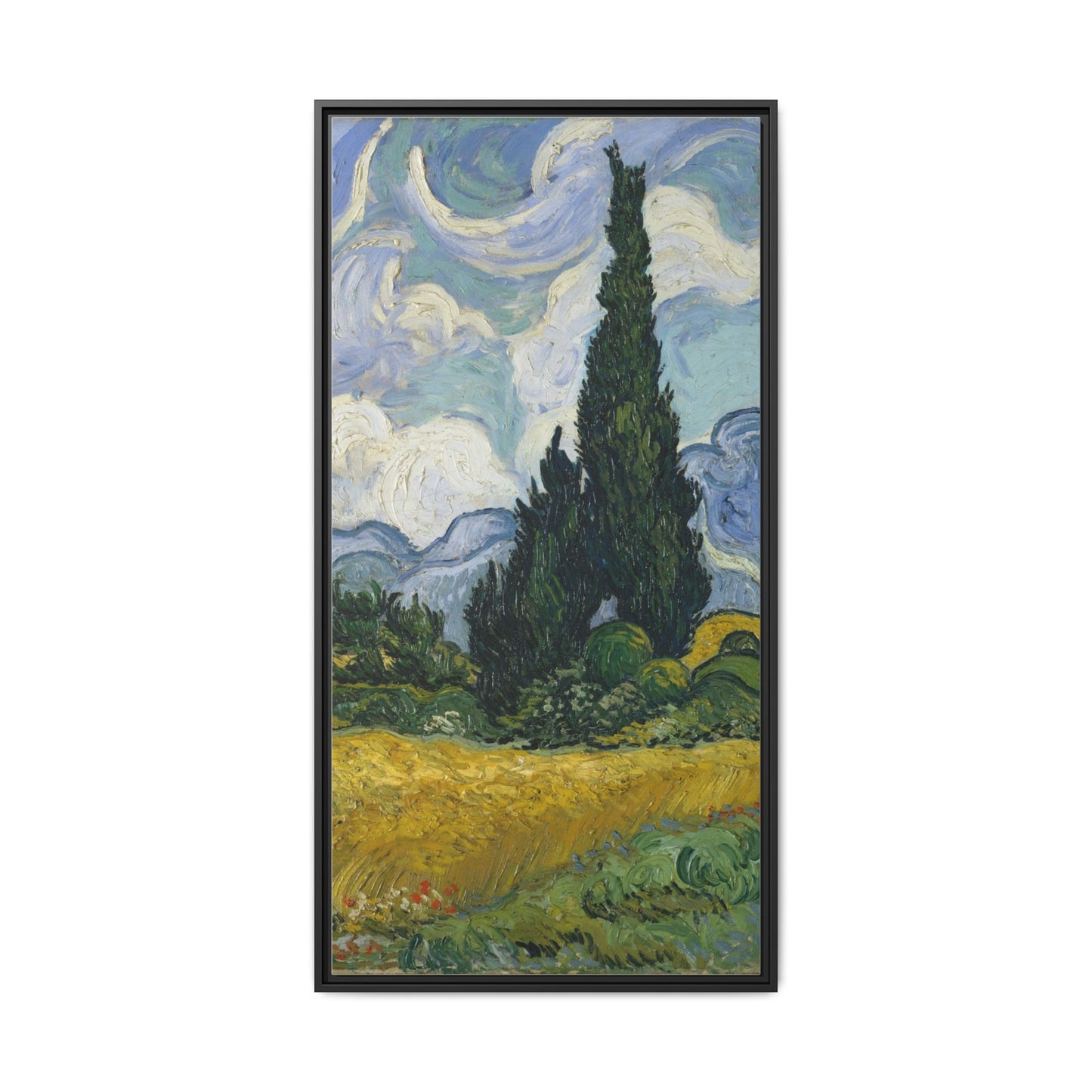 Van Gogh - Wheat Field with Cypresses - Museum Collection - Framed Canvas Print