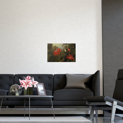 Hummingbird in Lush Tropical Landscape - Museum Collection - Fine Art Poster