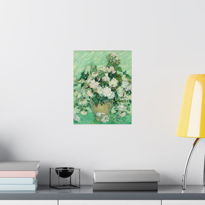 White Roses Painting - Fine Art Prints - Vintage Painting Prints - Elegant Floral - Matte Vertical Poster - White Roses Art Print