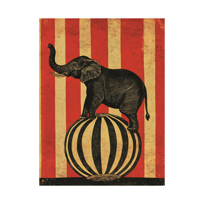 Vintage Circus Elephant Poster - Matte Fine Art Print - Wall Art for Bedroom or Nursery
