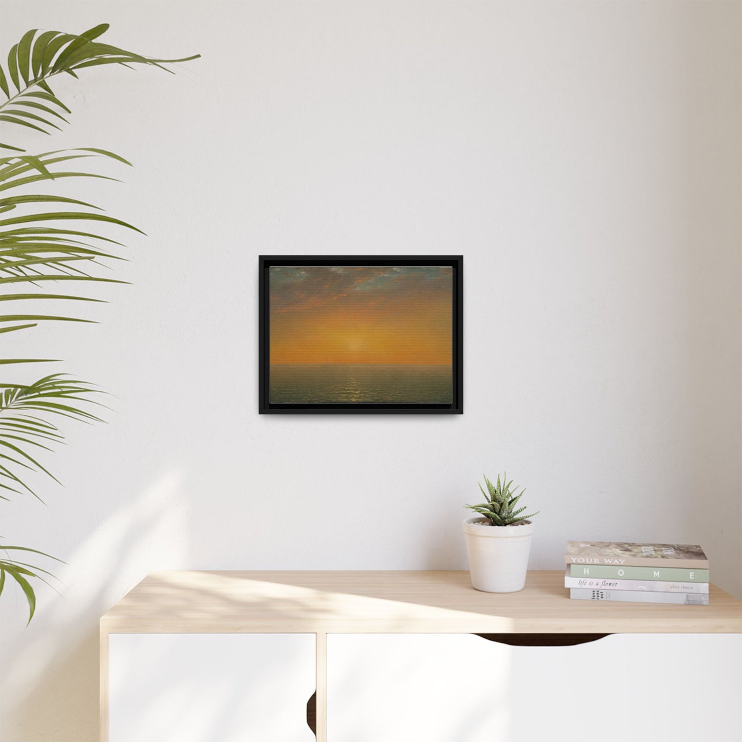 John Frederick Kensett : Sunset on the Sea (1872) - Museum Collection - Framed Canvas Print