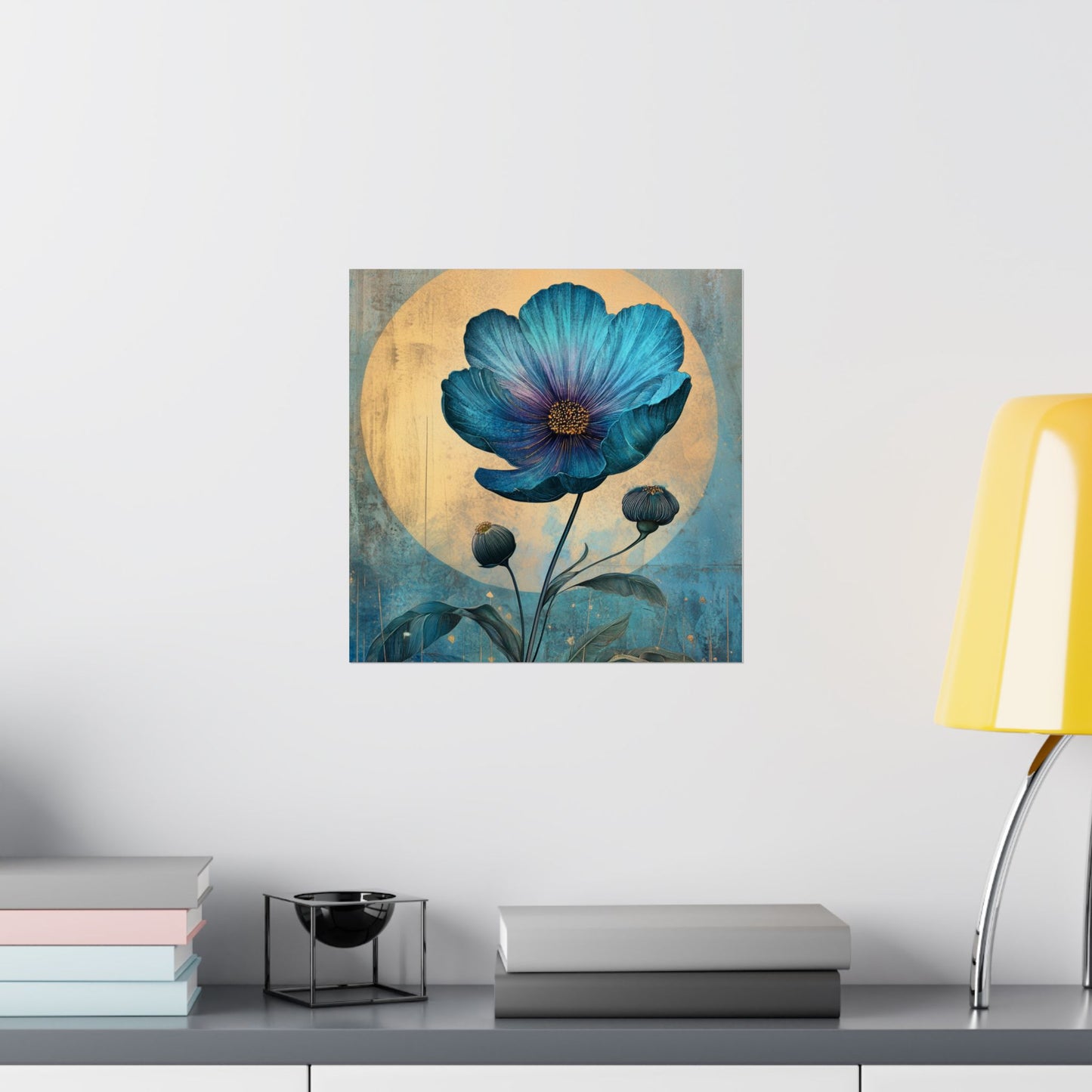Blue Cosmos Moonlit Botanical Fine Art Print