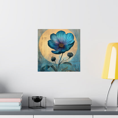 Blue Cosmos Moonlit Botanical Fine Art Print