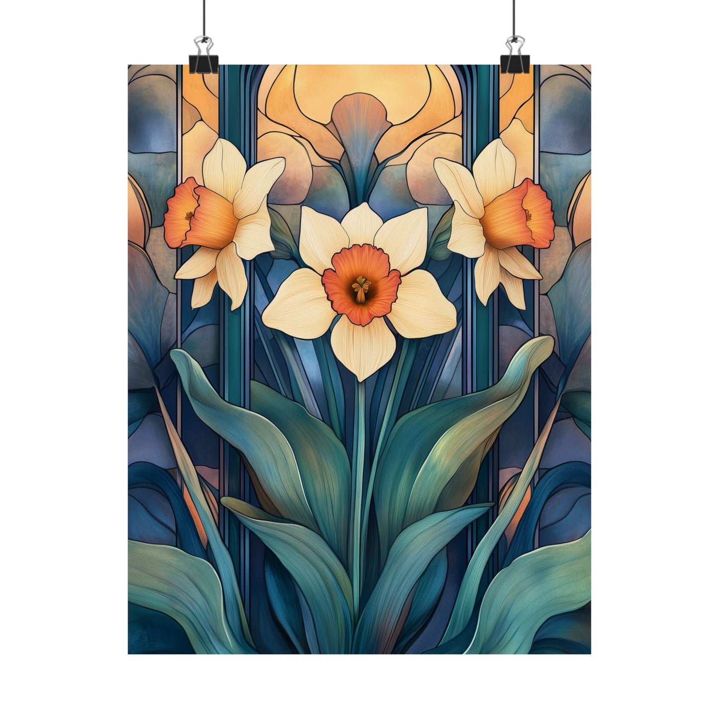 Elegant Daffodil Floral Fine Art Print - Matte Vertical Poster - Daffodil Art Print for Home Décor