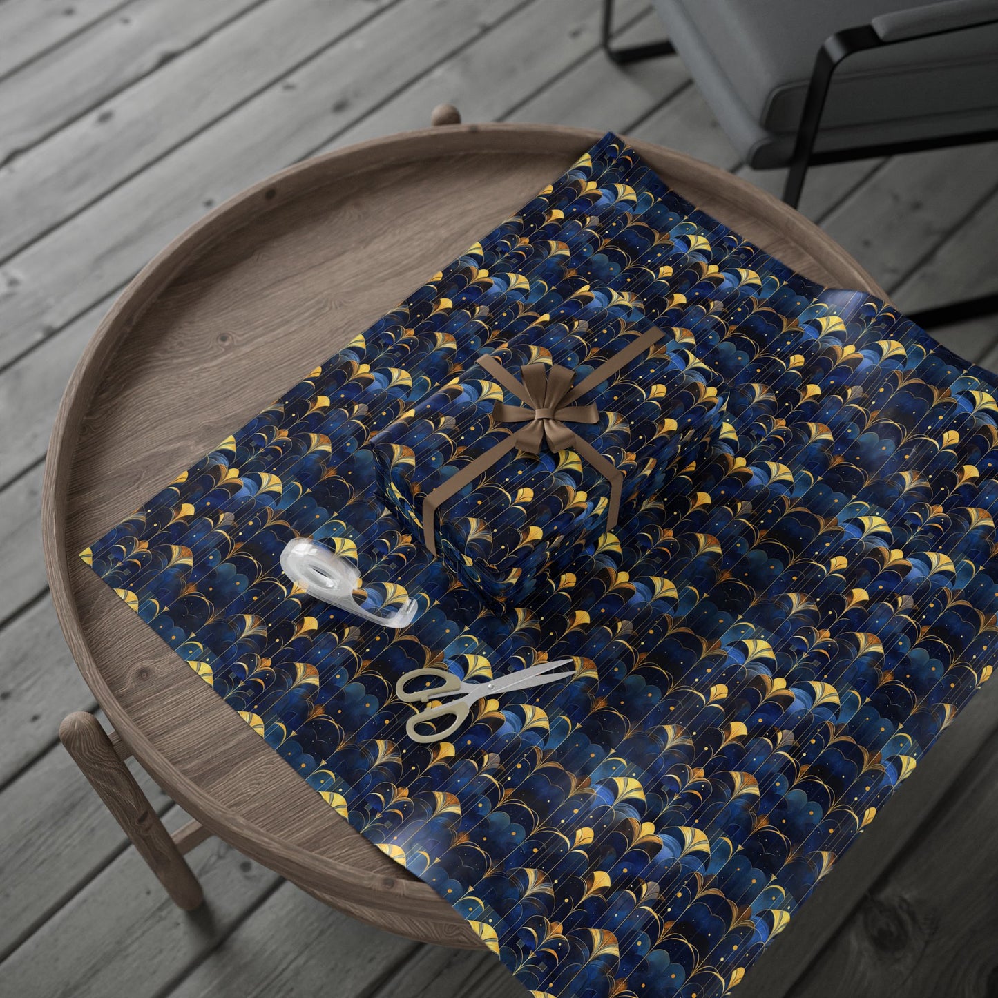 Art Deco Style - Navy & Gold - Art Print Wrapping Papers