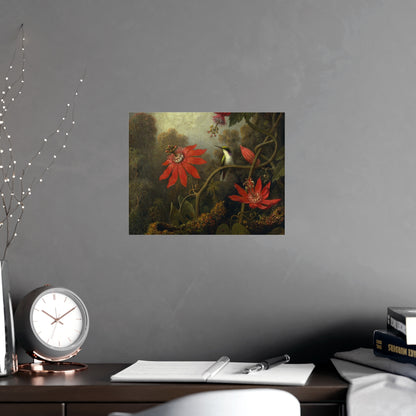Hummingbird in Lush Tropical Landscape - Museum Collection - Fine Art Poster
