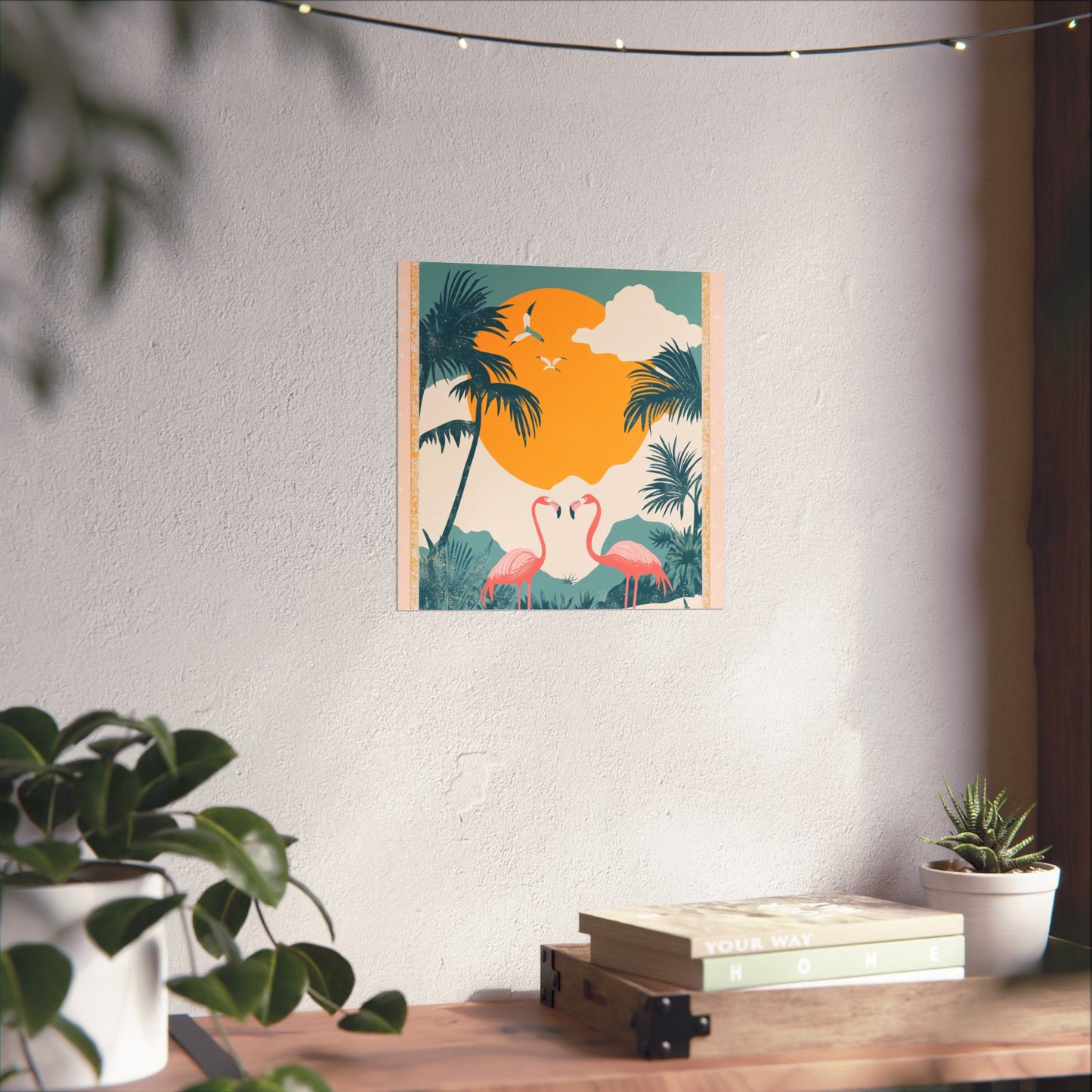 Welcome to Miami - Tropical Flamingo Poster - Boho Wall Art - Bohemian Art Prints - Home Décor