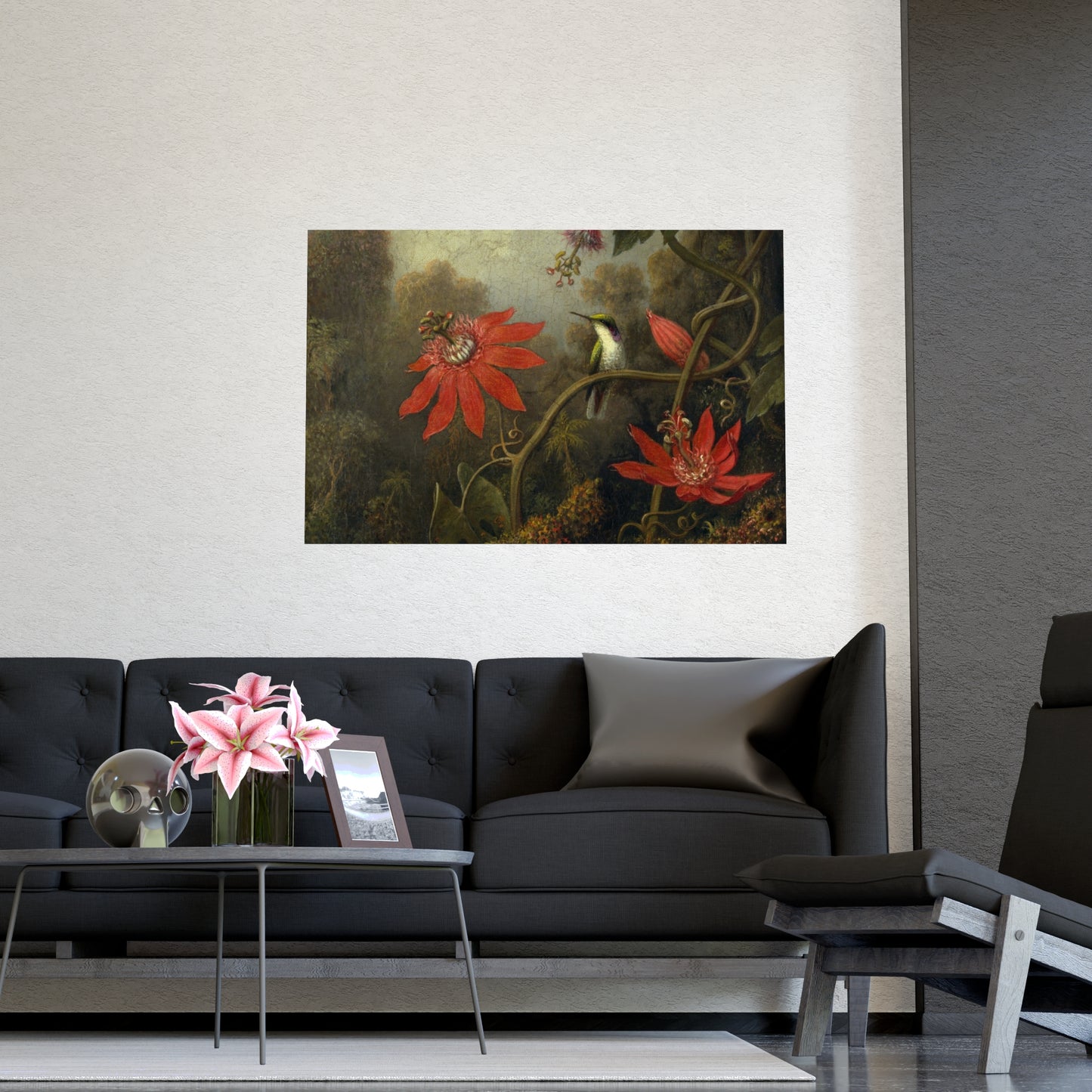 Hummingbird in Lush Tropical Landscape - Museum Collection - Fine Art Poster