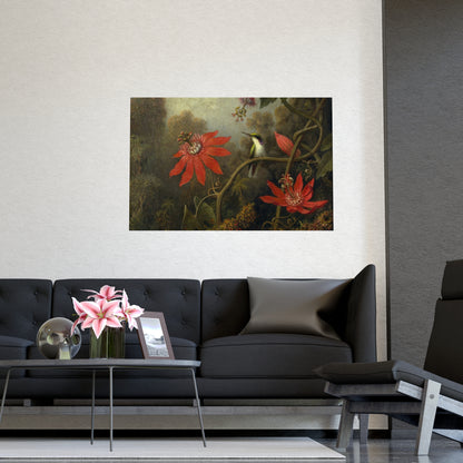 Hummingbird in Lush Tropical Landscape - Museum Collection - Fine Art Poster