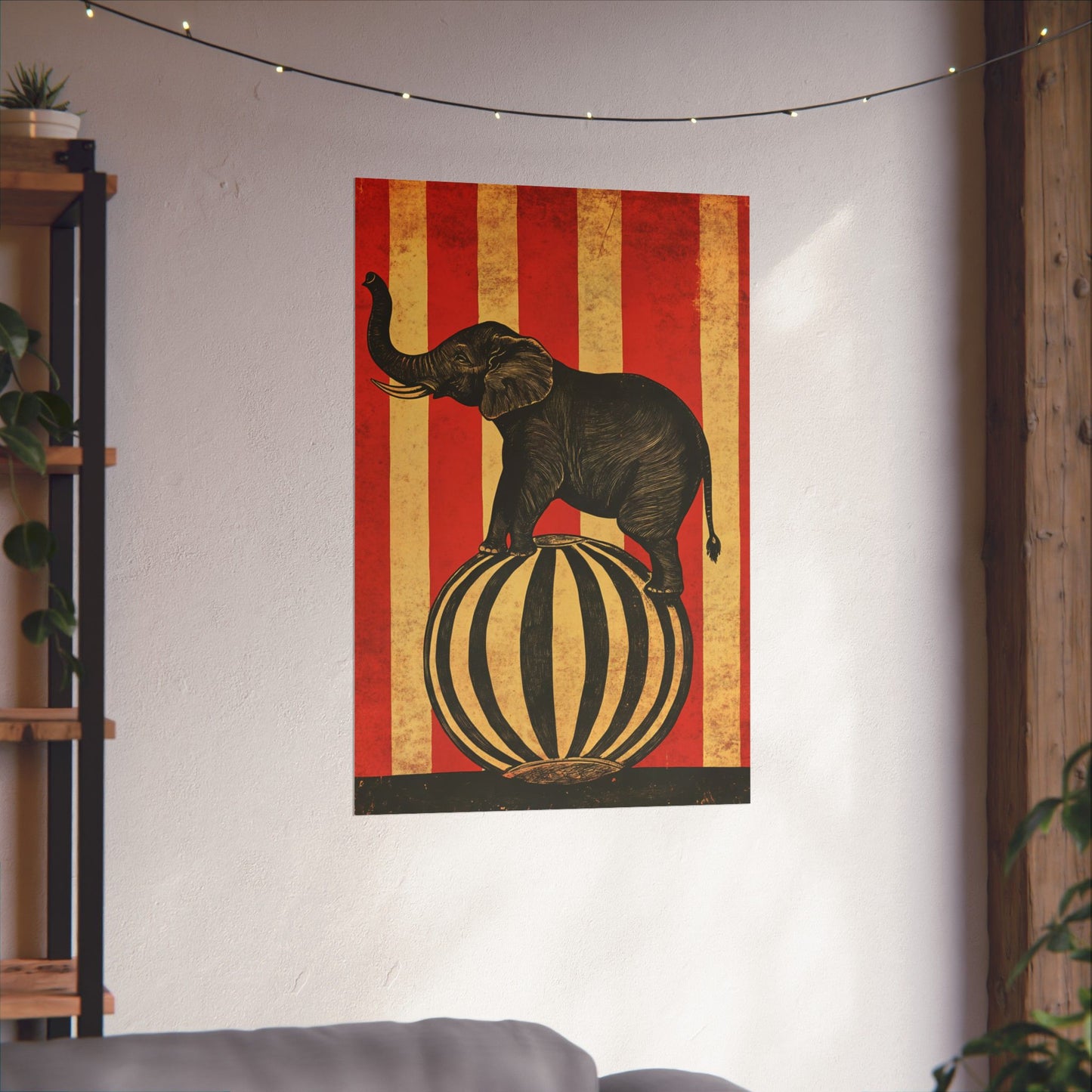 Vintage Circus Elephant Poster - Matte Fine Art Print - Wall Art for Bedroom or Nursery