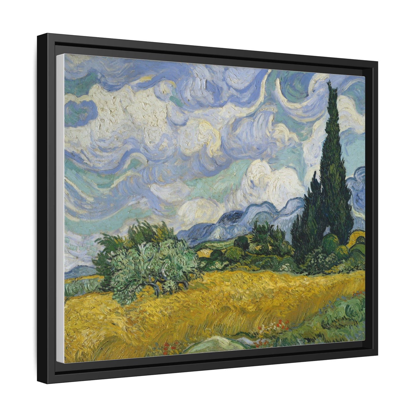 Van Gogh - Wheat Field with Cypresses - Museum Collection - Framed Canvas Print