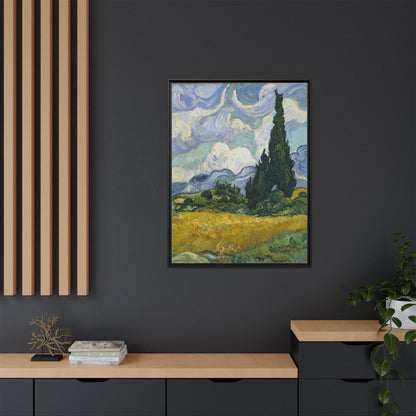 Van Gogh - Wheat Field with Cypresses - Museum Collection - Framed Canvas Print