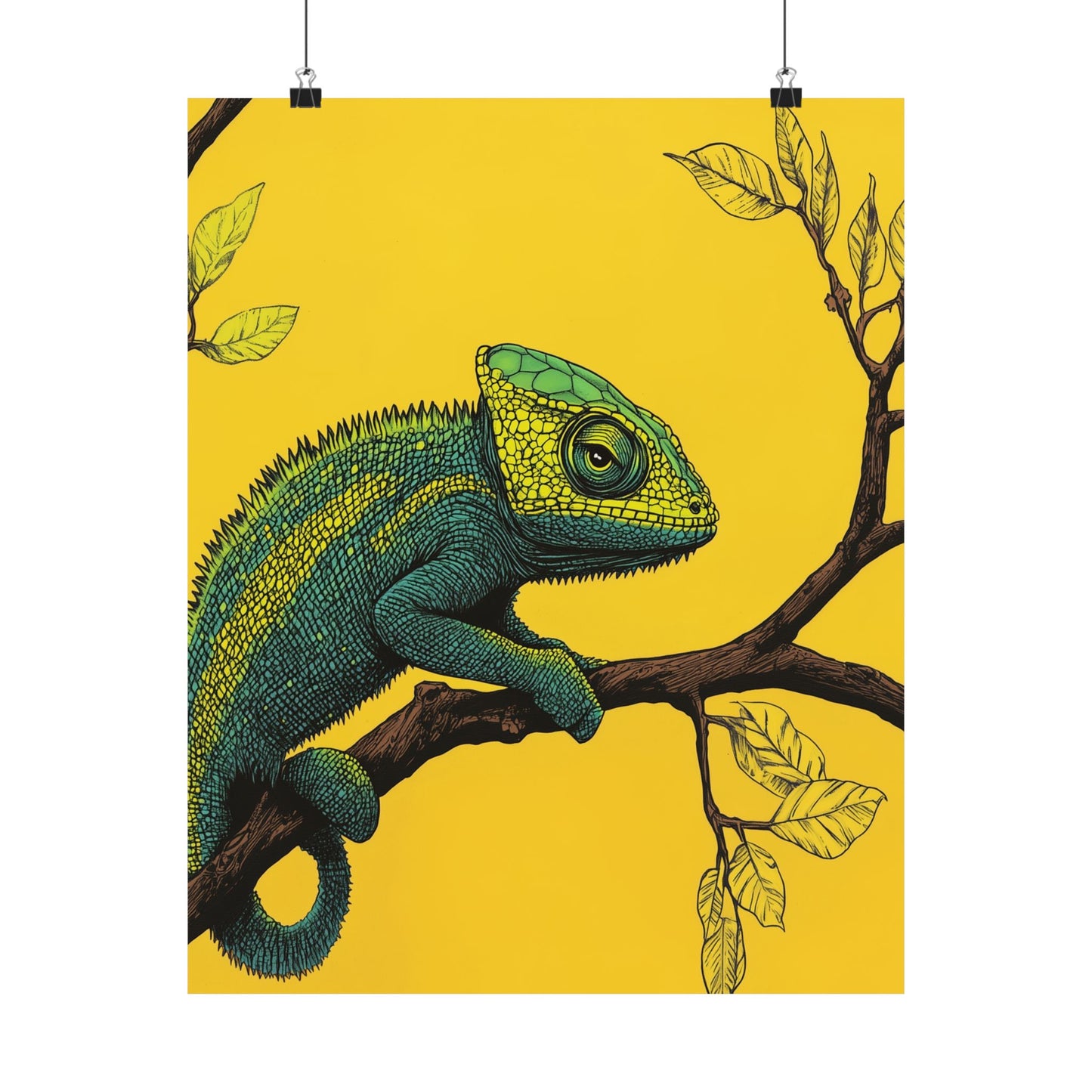 I am not Amused - The Candid Chameleon - Whimsical Animals - Fine Art Print - Vertical Poster - Bohemian Wall Art