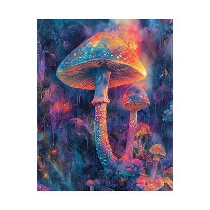 Trippy Mushrooms Poster - Psychedelic Wall Art - Vibrant Fine Art Print - Bedroom Posters - Home Décor