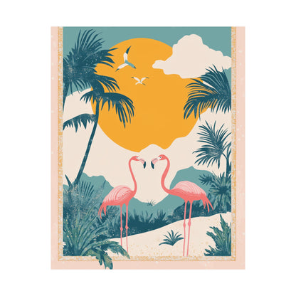 Welcome to Miami - Tropical Flamingo Poster - Boho Wall Art - Bohemian Art Prints - Home Décor