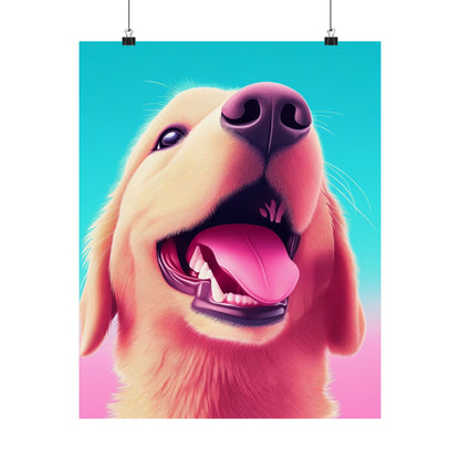 Good Boy - Golden Retriever - Whimsical Animals Series - Matte Vertical Poster - Perfect for Dog Lovers