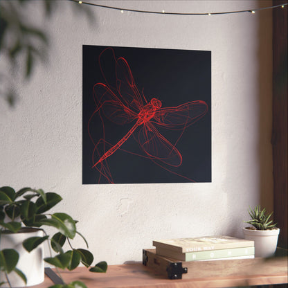 Red Dragonfly Fine Art Print -  Matte Poster – Modern Wall Art for Nature Lovers - Minimalist
