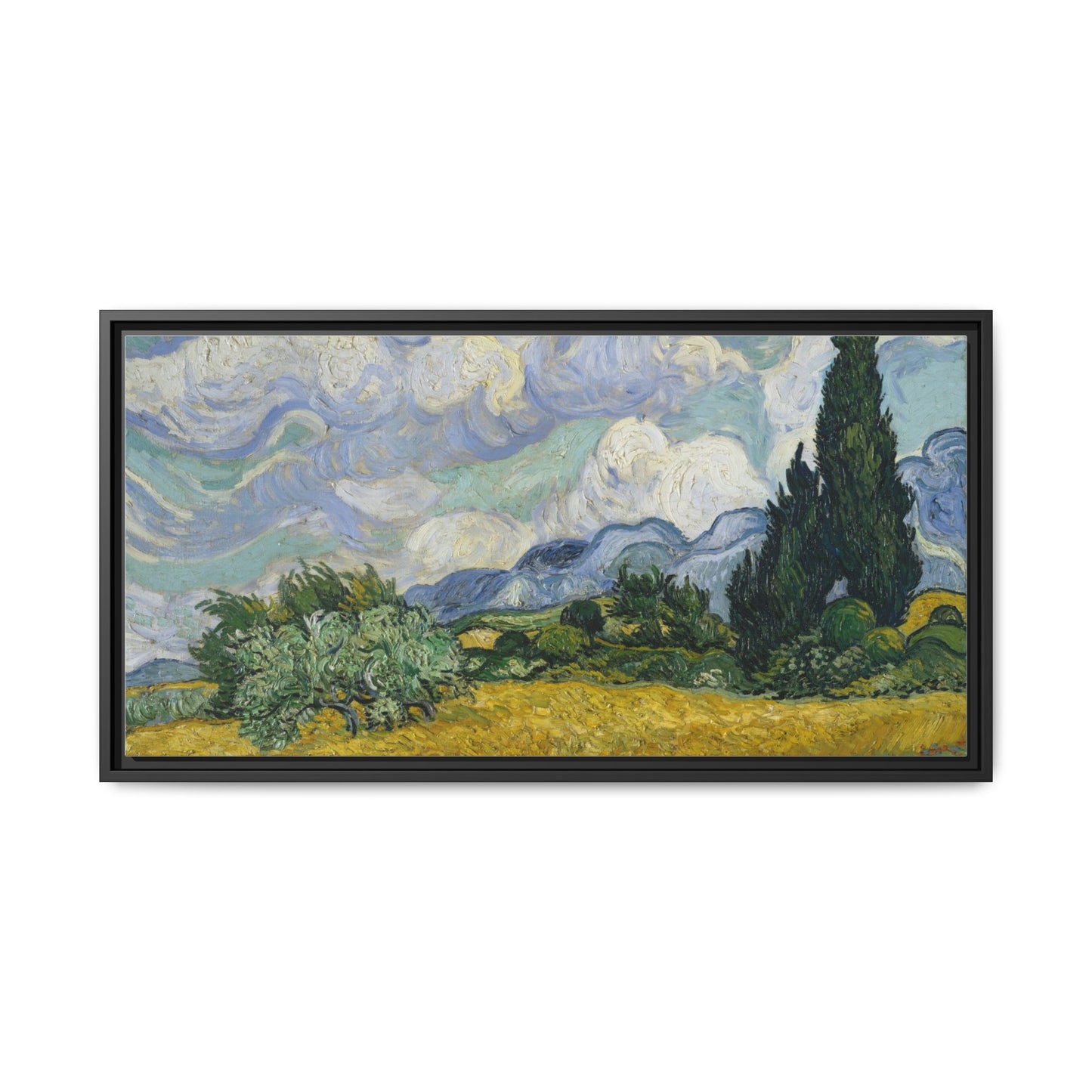 Van Gogh - Wheat Field with Cypresses - Museum Collection - Framed Canvas Print