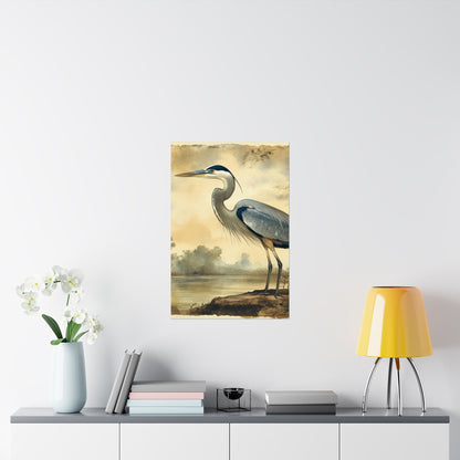 Elegant Blue Heron Coastal Fine Art Print
