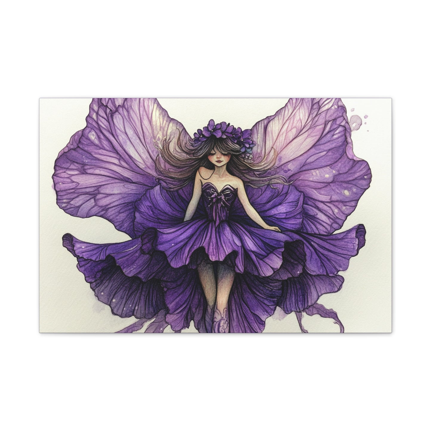 A Violet Affair - Fairies & Flowers Collection - Wall Art - on Canvas