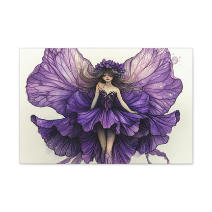 A Violet Affair - Fairies & Flowers Collection - Wall Art - on Canvas