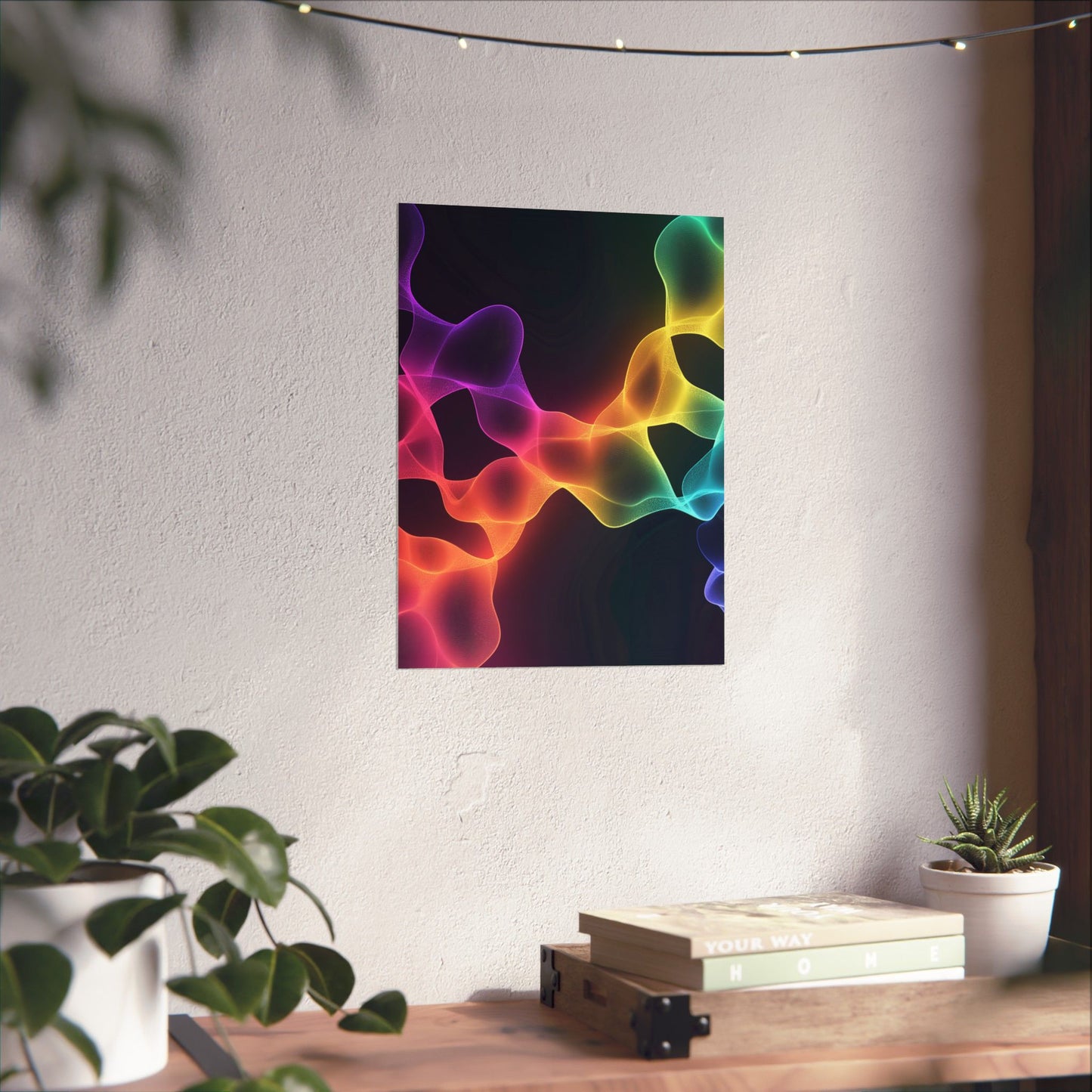 Vibrant Spectrum Abstract Poster - Colorful Wavelengths Energetic Art Print - Black Light Art - Spectrum of Light Wall Art
