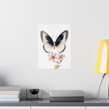 Vintage Butterfly Botanical Print - Matte Vertical Poster - Elegant Wall Art for Nature Lovers