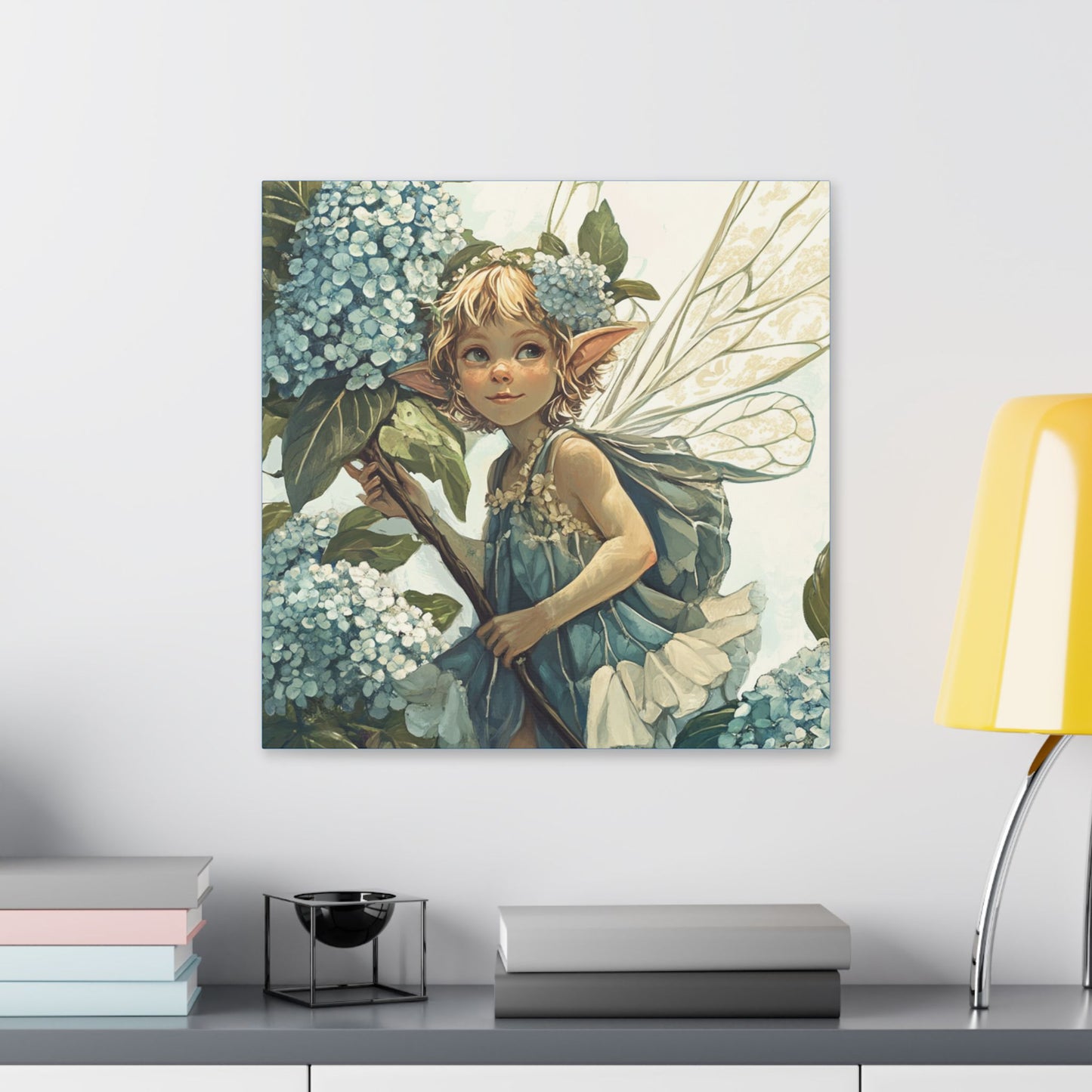 Blue Hydrangea - Flowers & Fairies Collection - Fine Art Print on Canvas