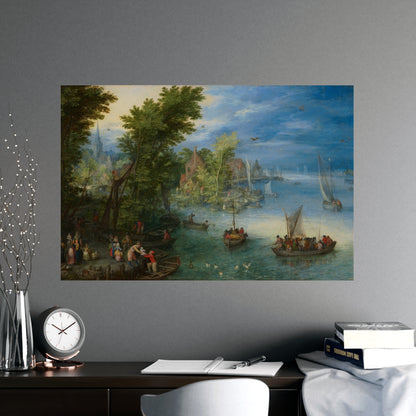 River Landscape Scene - Dutch Golden Age - Vintage Fine Art Print