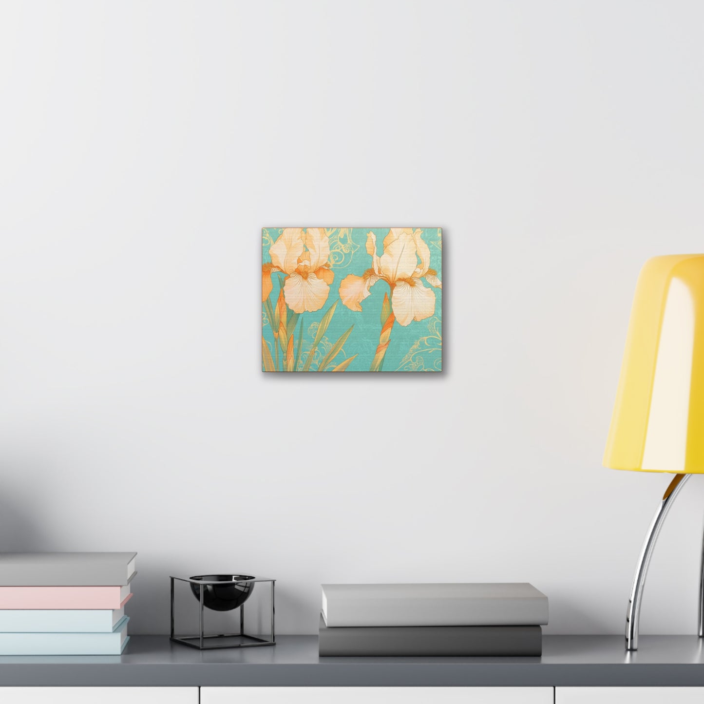 Iris Flowers on Turquois - Stretched Canvas