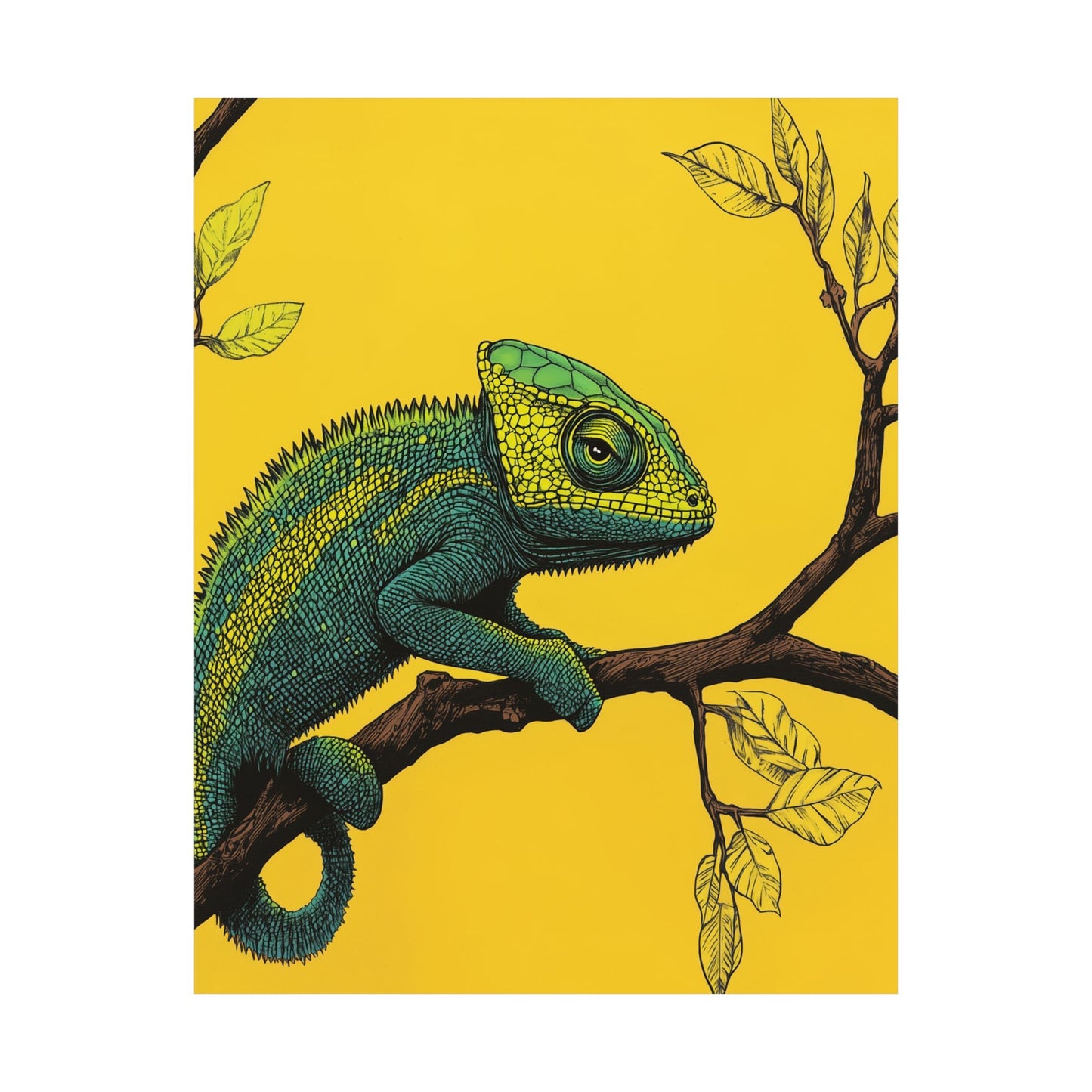 I am not Amused - The Candid Chameleon - Whimsical Animals - Fine Art Print - Vertical Poster - Bohemian Wall Art
