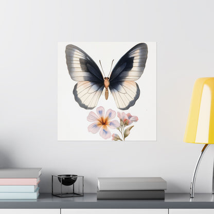 Vintage Butterfly Botanical Print - Matte Vertical Poster - Elegant Wall Art for Nature Lovers