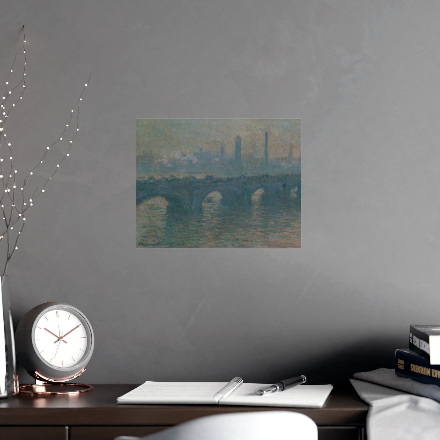 Waterloo Bridge Gray Weather - Monet Fine Art Poster