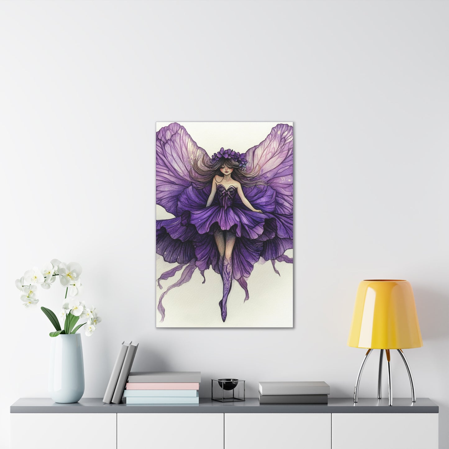 A Violet Affair - Fairies & Flowers Collection - Wall Art - on Canvas