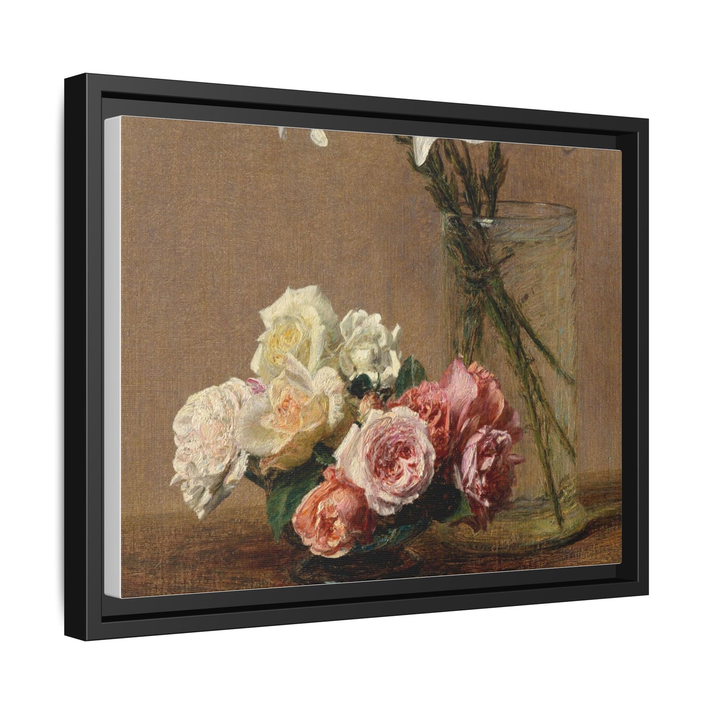 Henri Fantin-Latour : Roses and Lilies (1888) - Giclee Fine Art Print - Museum Collection Framed Canvas Print