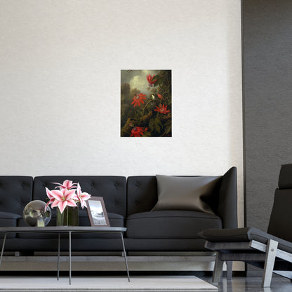 Hummingbird in Lush Tropical Landscape - Museum Collection - Fine Art Poster