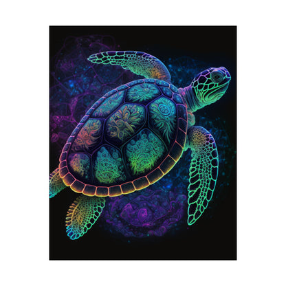 Trippy Turtle - Nautical Fine Art Print - Matte Vertical Poster - Ocean Art for Beach Lovers