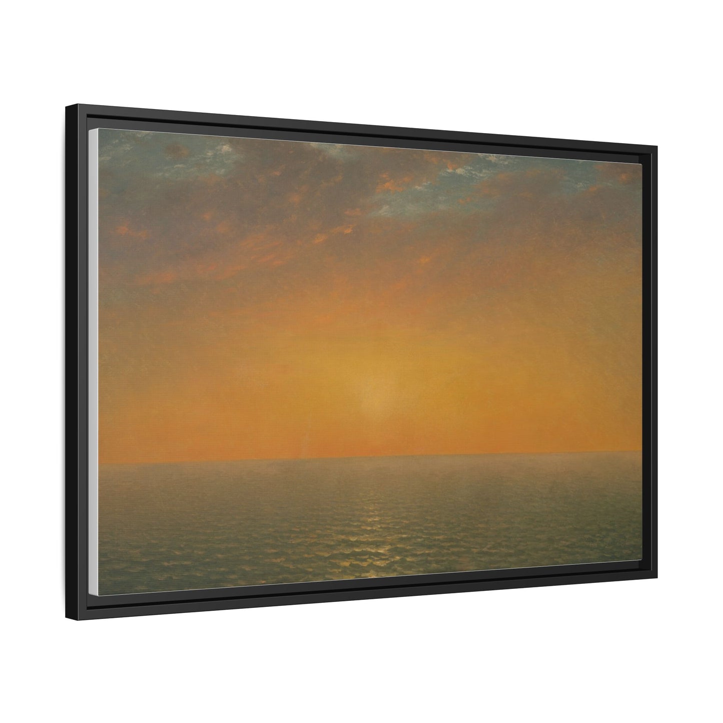 John Frederick Kensett : Sunset on the Sea (1872) - Museum Collection - Framed Canvas Print