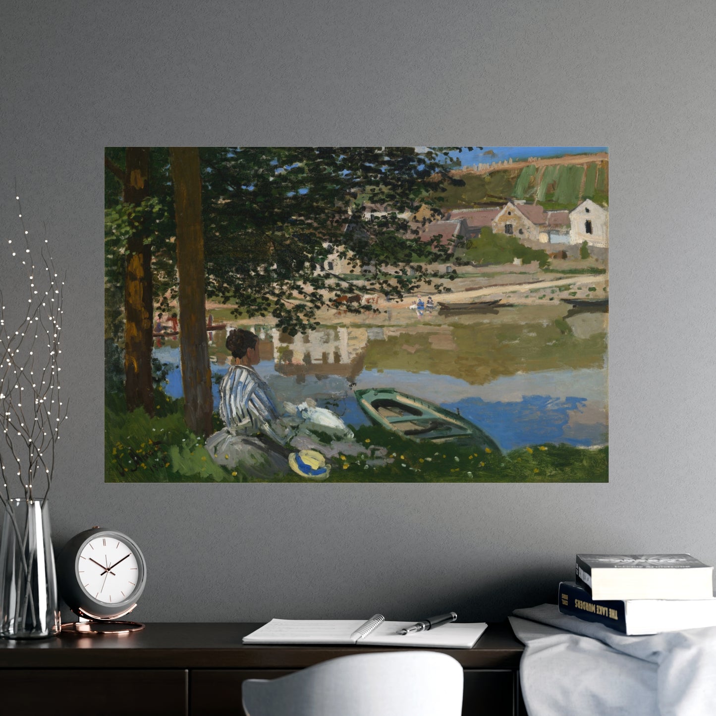 On the Bank of the Seine at Bennecourt - Monet Fine Art Poster