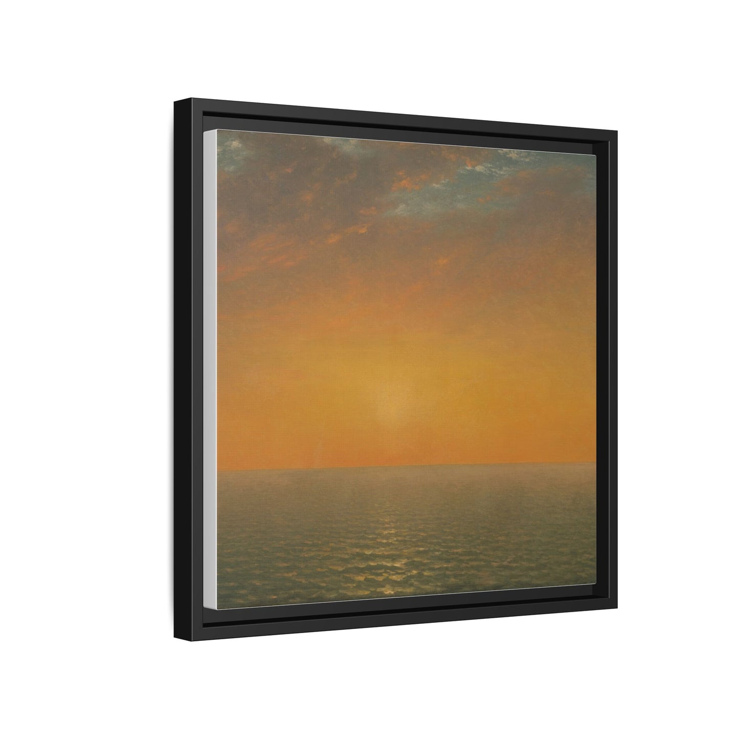 John Frederick Kensett : Sunset on the Sea (1872) - Museum Collection - Framed Canvas Print